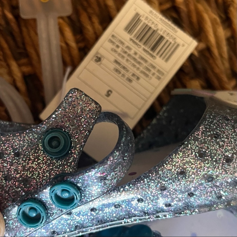 NWT unicorn baby toddler girl shoes Sz 5 blue sparkly adjustable strap - Picture 7 of 8